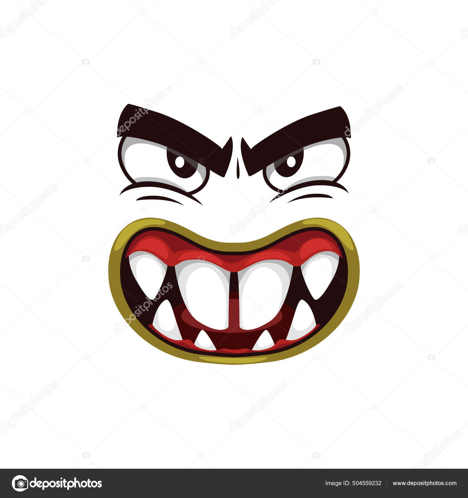 Cara Monstro Ícone Vetor Desenho Animado Criatura Assustadora Emoção Com  imagem vetorial de Seamartini© 456430168