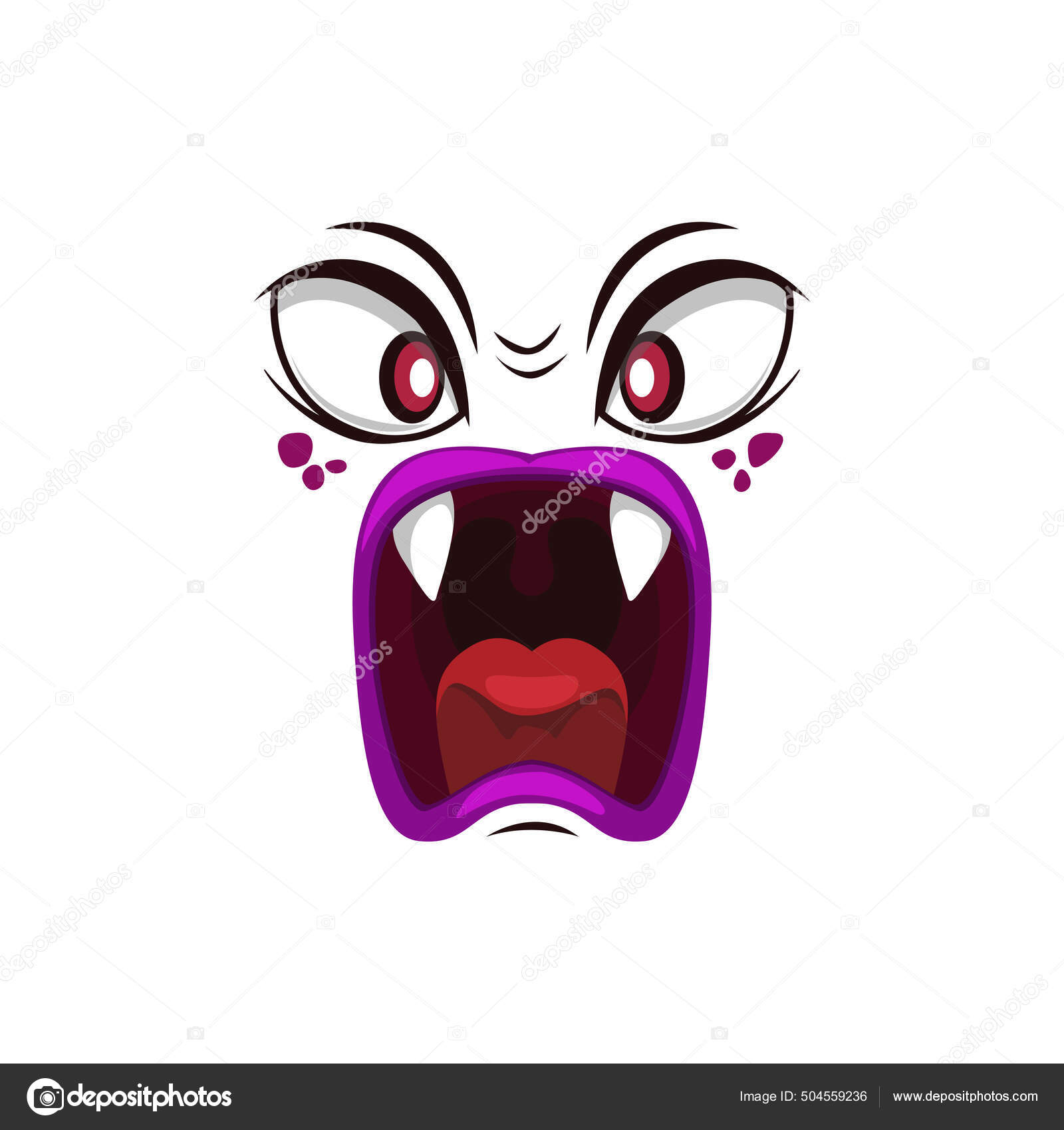 Vetor de rosto de grito zangado de desenho animado gritando ou