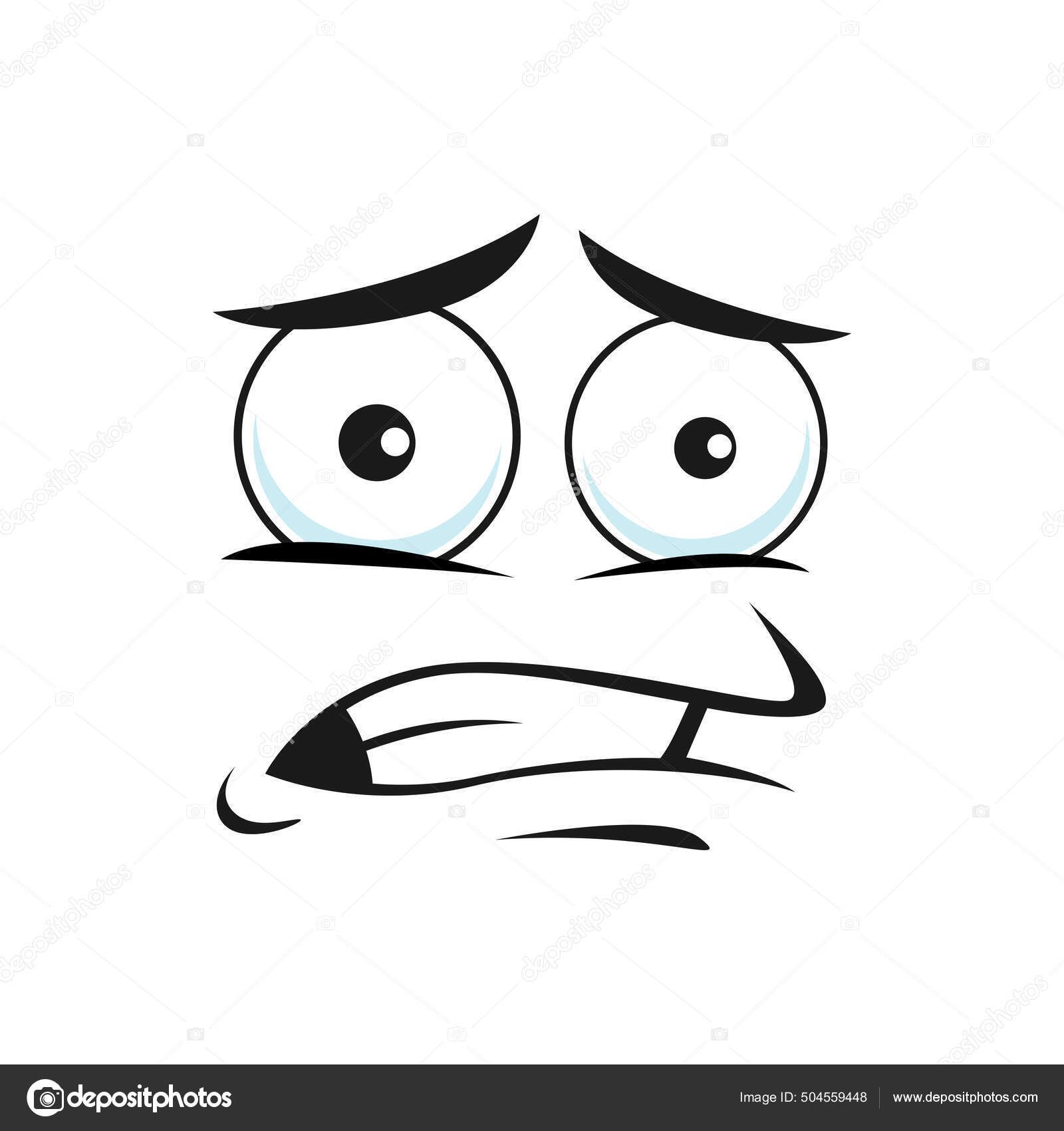 Scared expression face emoji line icon, Stock vector