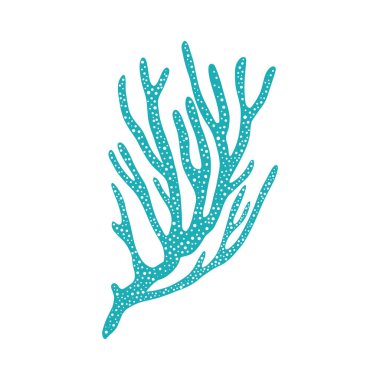 Keskin kenarlı mantar mercanları su altında izole edilmiş bitki dalları. Deniz dibinde yetişen deri mercan, akvaryum ve tanklar tropikal deniz yatağı dekorasyonu. Mavi deniz yosunu sualtı organizması.