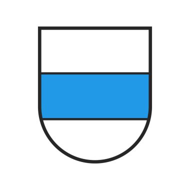 İsviçre kanton bayrağı, İsviçre Zoug şehri amblemi ve arma arması, vektör hanedan kalkanı. Schweiz kanton veya İsviçre kantonu Zoug kantonu veya Zug eyaleti ve şehir arması veya cephanelik arması