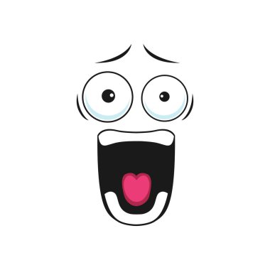 Bağıran emoji suratı, kötü ruh hali içindeki şok olmuş ifade korkmuş yüz ifadesi. Korkmuş korku ifadesi. Çığlık atan ifade. Kocaman bir ağızla gülen surat.