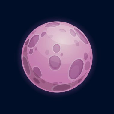 Galaksi gezegeni çöl yüzeyinde kraterler izole edilmiş fantezi çizgi film dış gezegenleri. Vector mor uzak yabancı dünya, galaksi derin uzay gezegeni, ay ya da asteroid, yaşanabilir yer, uzayda uydu