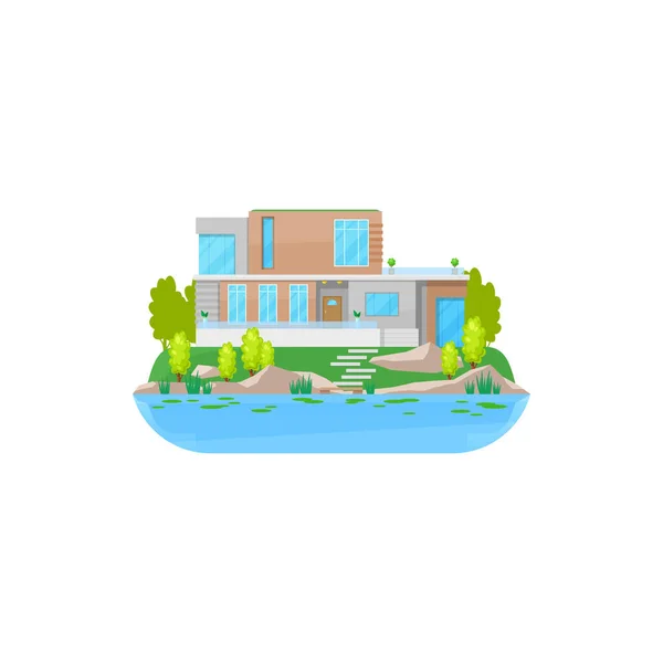 House Water Building Home Cottage Villa Vector Modern Residential Estate — Stock Vector