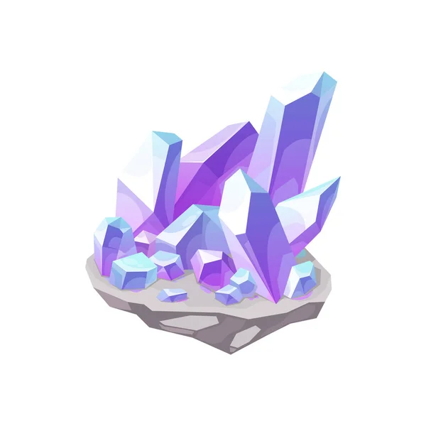 Crystal Gem Stone Quartz Jewel Gemstone Mineral Rock Vector Icon — Stock Vector