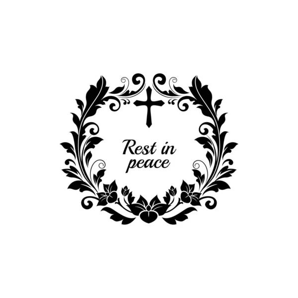 Obituary Rip 벡터검은 장례식 에서의 십자가와 영안실 메시지 현수막 — 스톡 벡터