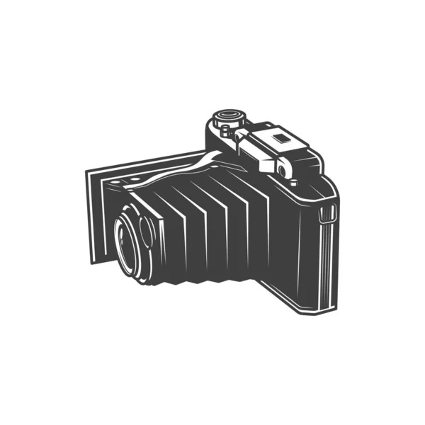 Retro Klappkamera Isoliert Fotostudio Symbol Monochromen Symbol Vector Entfaltete Vintage — Stockvektor