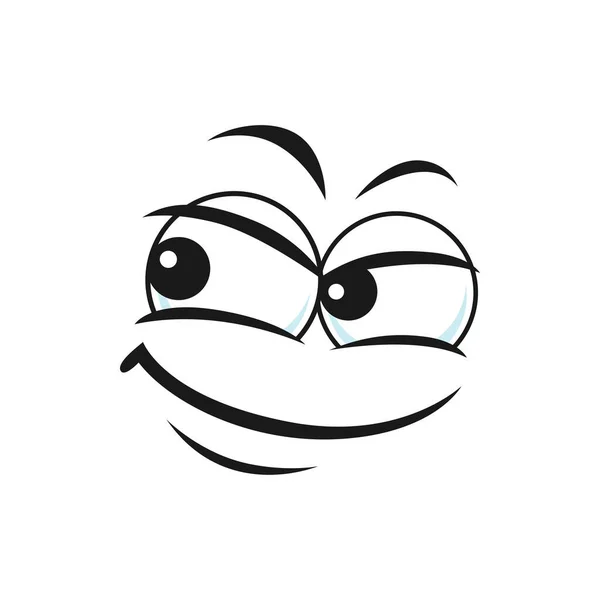 Glücklich Selbstbewusstes Emoticon Mit Beiseitigem Lächeln Isoliertes Symbol Schlaues Emoji — Stockvektor