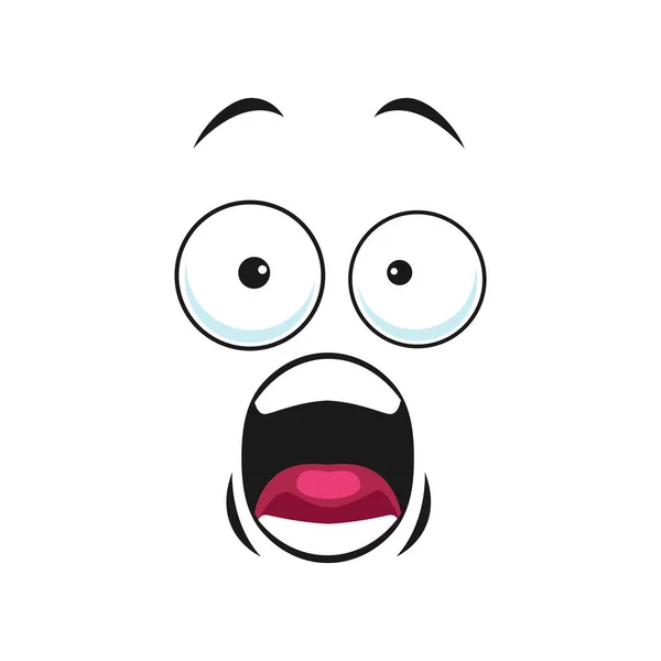 Personaje Asustado Expresión Cara Horror Emoji Aislado Vector Loco Gritando — Vector de stock