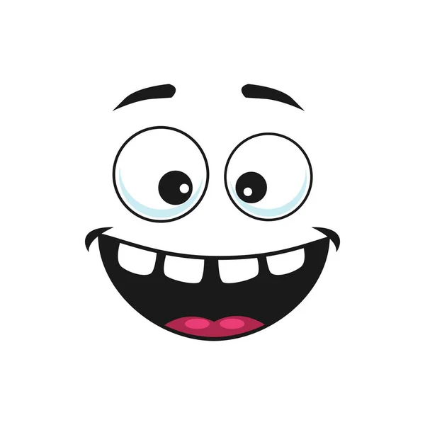 Strange Emoji Broad Smile Crazy Idiot Isolated Icon Vector Cheerful — Stock Vector