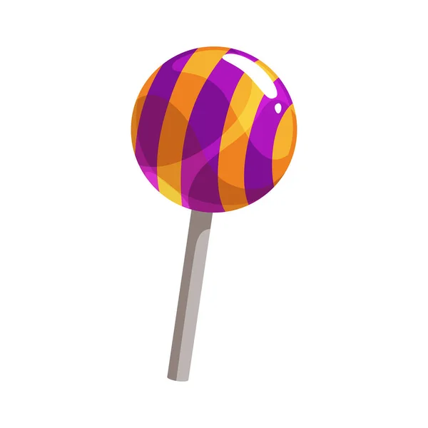 Lollipop Ronde Gestreepte Zoete Lolly Geïsoleerde Realistische Pictogram Vector Suikerriet — Stockvector