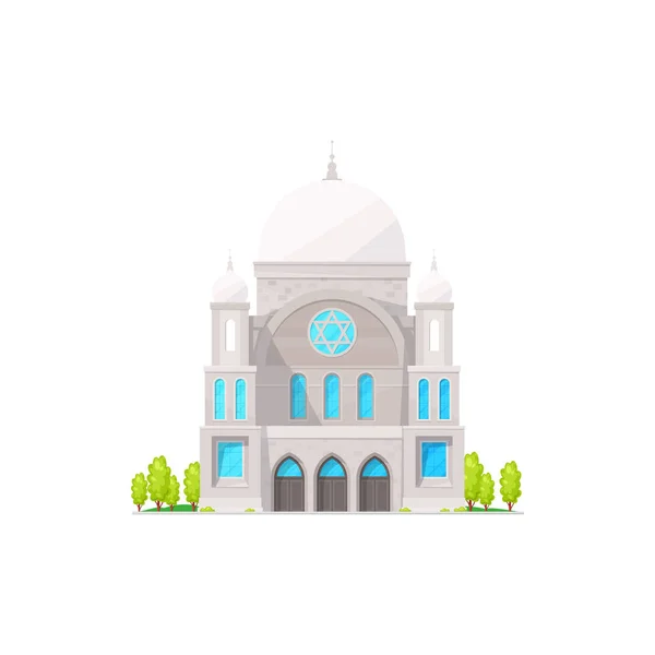 Synagogenvektor Isolierte Jüdische Religion Gebäude Flache Karikatur Vector Jüdische Kirchenarchitektur — Stockvektor