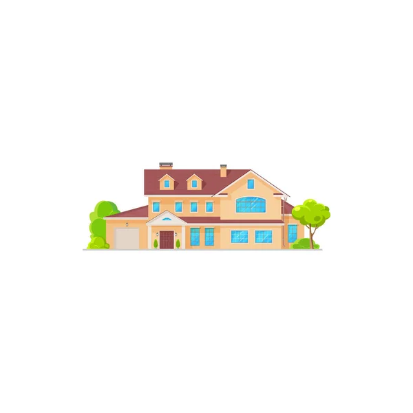 Luxury House Cottage Residential Building Real Estate Isolated Vector Icon — Stock Vector