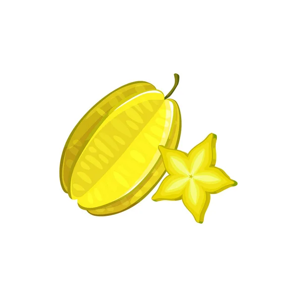 Carambola Star Fruit Vector Fresh Tropical Plant Isolated Juicy Whole — Stock Vector