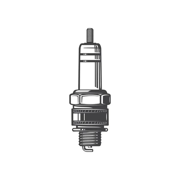 Sparkplug Tangan Ditarik Kendaraan Cadangan Bagian Terisolasi Ikon Monokrom Vektor - Stok Vektor