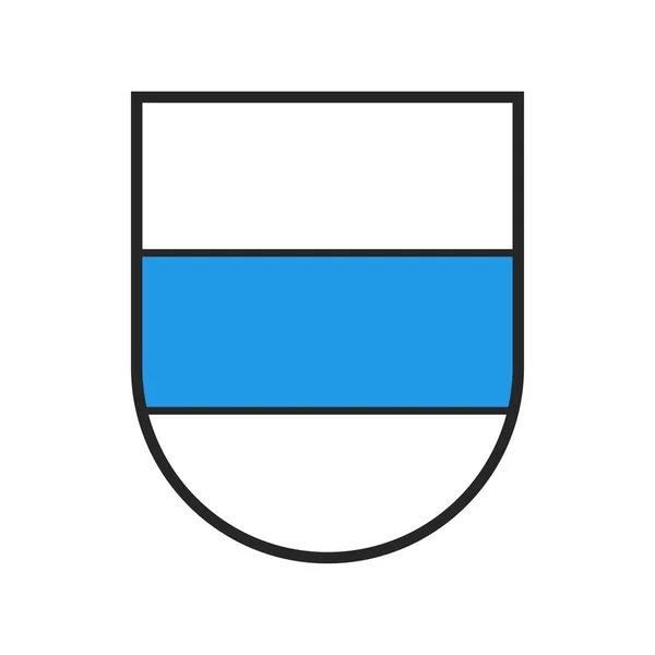 瑞士州旗 瑞士祖格市徽章和纹章 矢量纹章盾 Zoug州或Zug州的Schweiz Kanton州或瑞士州和市的徽章纹章或纹章 — 图库矢量图片