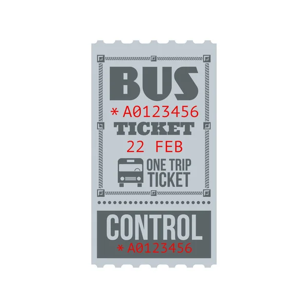Bus Ticket Paper Cardboard Coupon Departure Date Control Number Perforation — Stock Vector