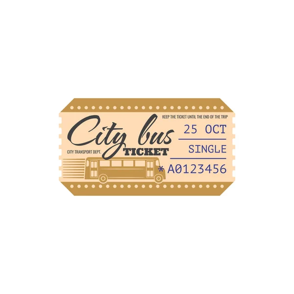 City Bus Modello Isolato Biglietto Singolo Biglietto Turistico Vettoriale Sui — Vettoriale Stock