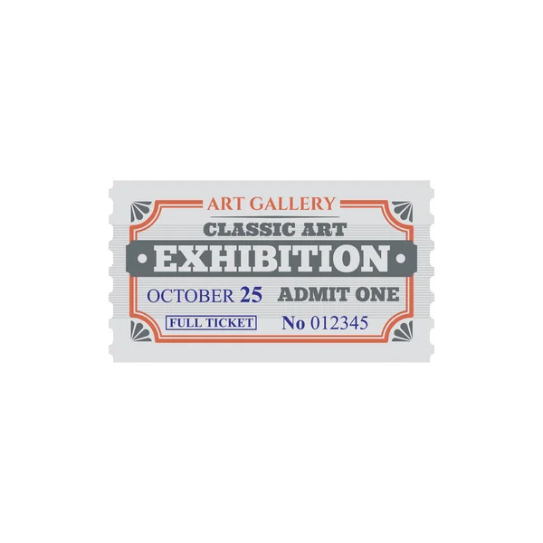 Bilhete Entrada Para Exibição Galeria Arte Clássica Cartão Isolado Vector — Vetor de Stock