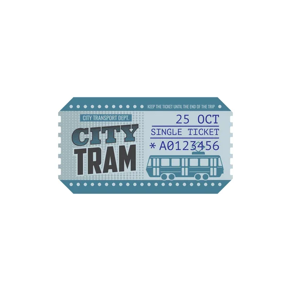 Проездной Билет Трамвай Синего Цвета Векторный Городской Транспортный Отдел Проездной — стоковый вектор