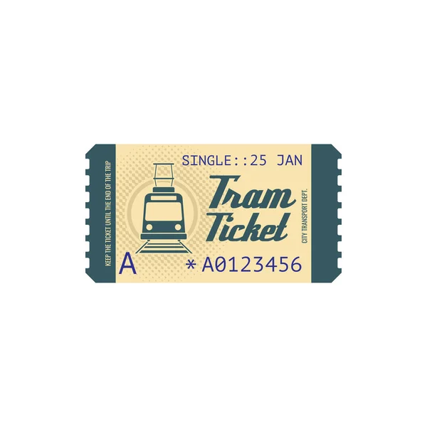 Tram Ticket Template Electric Wagon Isolated Icon Vector City Transport — Stock Vector