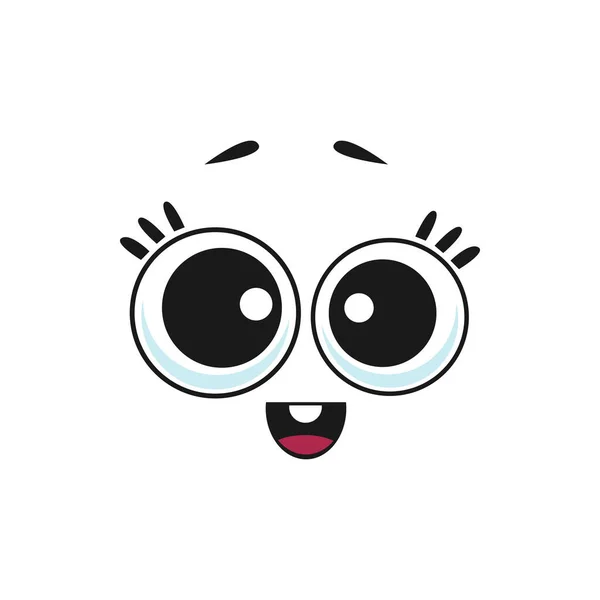 Desenhos Animados Rosto Fascinado Vetor Isolado Encantado Sorriso Emoji Facial — Vetor de Stock