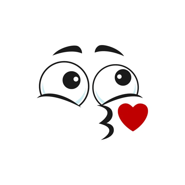 Kreskówka Twarz Wysłać Powietrze Pocałunek Wektor Emoji Pocałunek Cios Czerwone — Wektor stockowy