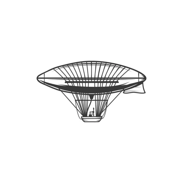 Zeppelin Oder Luftschiffvektorsymbol Luftschiffblimp Emblem Fliegender Oldtimer Ballon Historischer Luftverkehr — Stockvektor