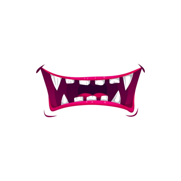 Monster Mond Glimlach Vector Vampier Kaken Met Scherpe Tanden Cartoon — Stockvector