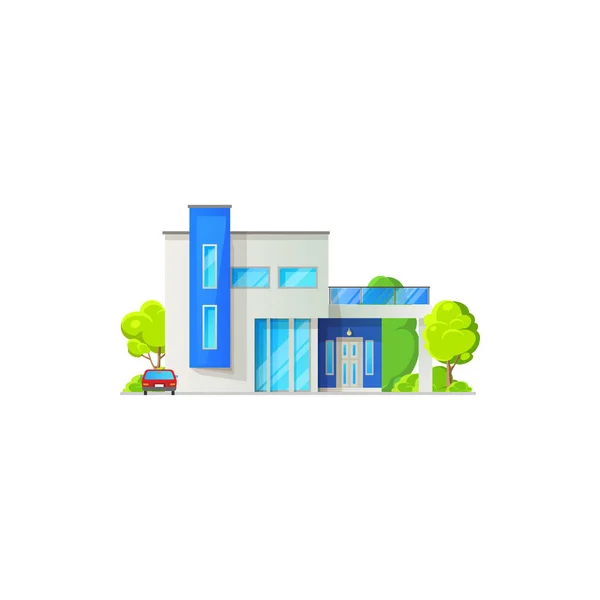 Modern Cosy House Trees Real Estate Building Isolated Icon Vector — Stock Vector