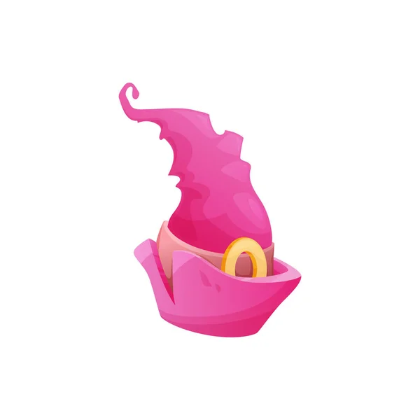 Cartoon Witch Hat Vector Icon Copricapo Mago Rosa Con Fibbia — Vettoriale Stock