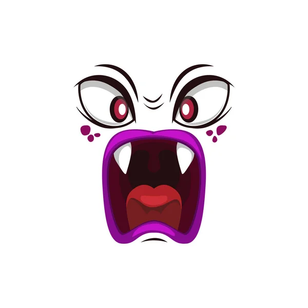 Monster Face Isolated Vector Icon Cartoon Yelling Emoji Angry Demon — Stock Vector