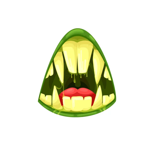 Monster Mouth Vector Icon Creepy Alien Jaws Sharp Teeth Huge — Stock Vector