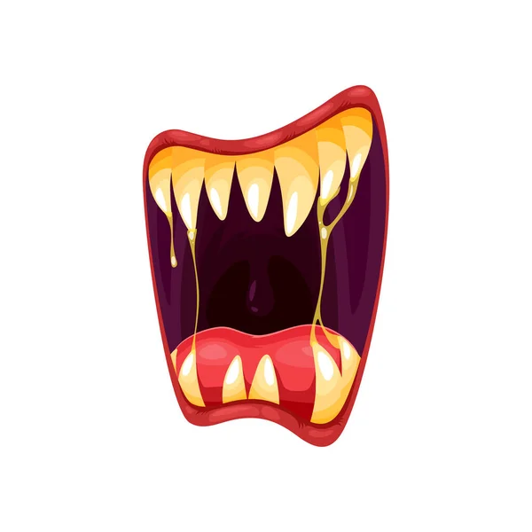 Monster Mouth Vector Icon Creepy Zombie Alien Jaws Sharp Teeth — Stock Vector