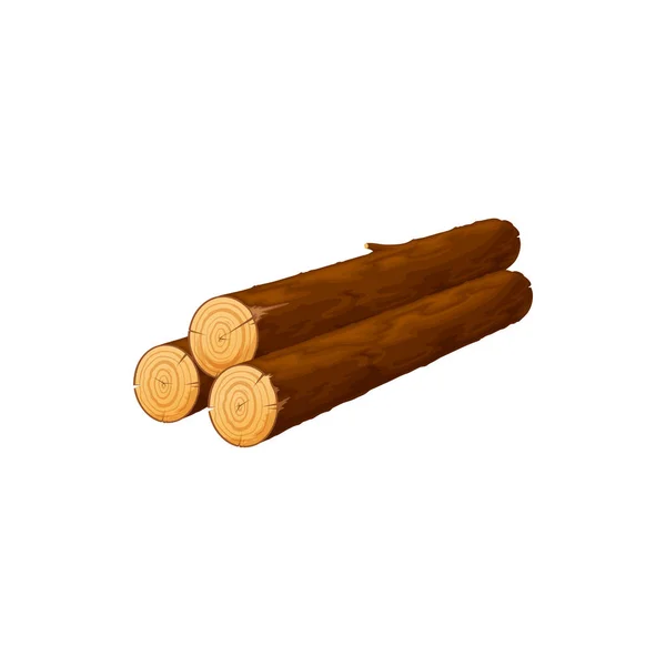 Sledované Dubové Nebo Borové Dřevo Dřevěné Tyčinky Izolované Ploché Kreslené — Stockový vektor