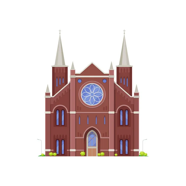 Kathedralenbau Mittelalterliche Antike Kirche Oder Notre Dame Vektorreligionsarchitektur Christlicher Tempel — Stockvektor