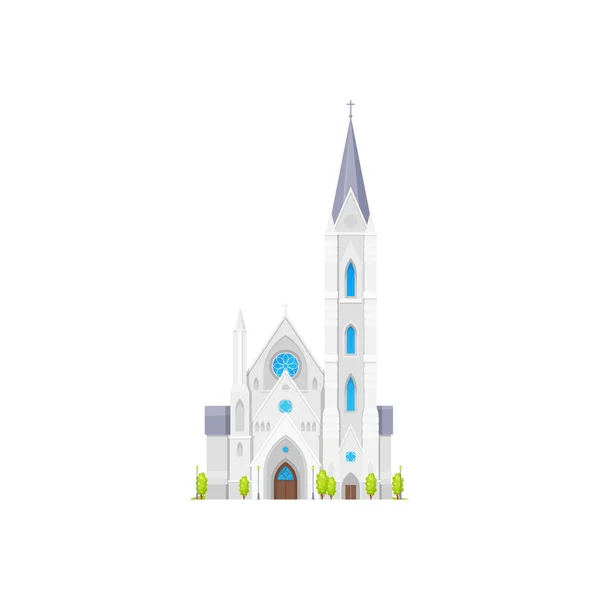 Catedral Iglesia Medieval Capilla Templo Vectorial Edificio Religioso Iglesia Gótica — Vector de stock