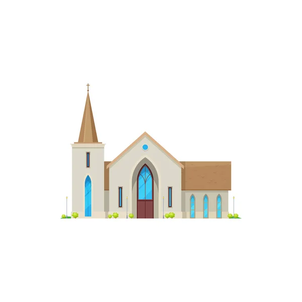 Kerk Kapel Van Kathedraal Christelijke Religie Gebouw Vector Architectuur Katholieke — Stockvector