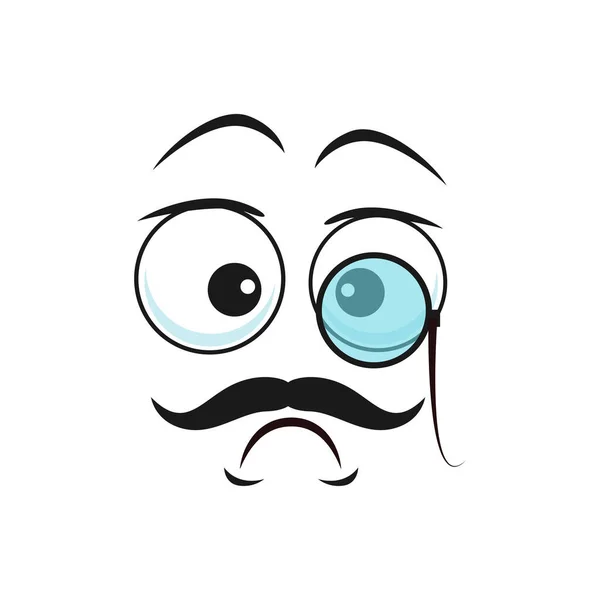 Skeptical Wondering Emoticon Detective Spy Glass Moustaches Isolated Character Vector — Stock Vector