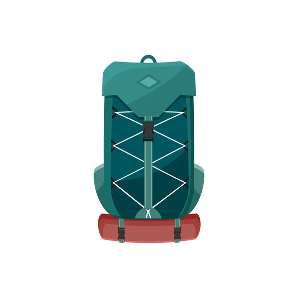 Рюкзак Вектор Значок Кемпінг Або Пішохідний Рюкзак Мультяшний Туристичний Зелений — стоковий вектор