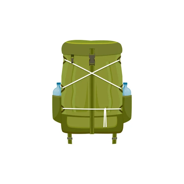 Campingrucksack Wanderrucksack Vektor Symbol Touristische Tornister Ausrüstung Von Grüner Farbe — Stockvektor