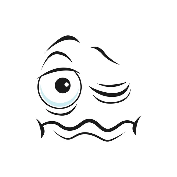 Cartoon Gezicht Vector Grappig Slaperig Gezicht Emoji Met Ongelukkige Gesloten — Stockvector