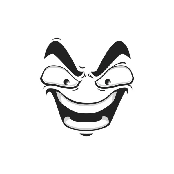 Cartoon Face Vector Gloat Laugh Emoji Angry Eyes Laughing Toothy — Stock Vector