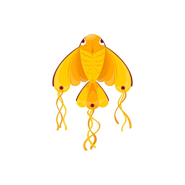 Kite Shape Golden Fish Isolated Symbol Uttarayan International Festival Vector — Stock Vector