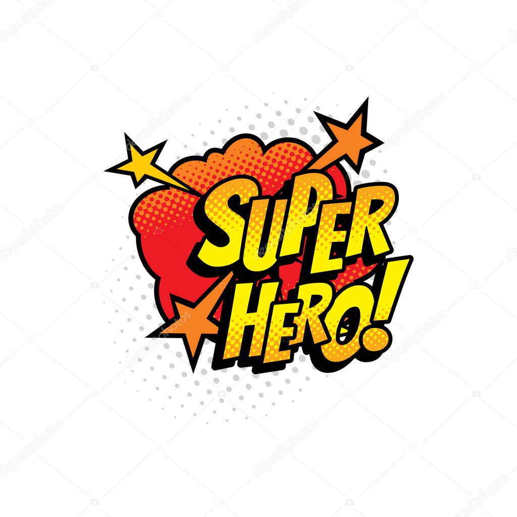 Cartoon pop art retro sound cloud blast explosion with stars and dotted pattern isolated icon. Vector super hero comics half tone bubble, boom bang typography emblem. Colorful superhero symbol