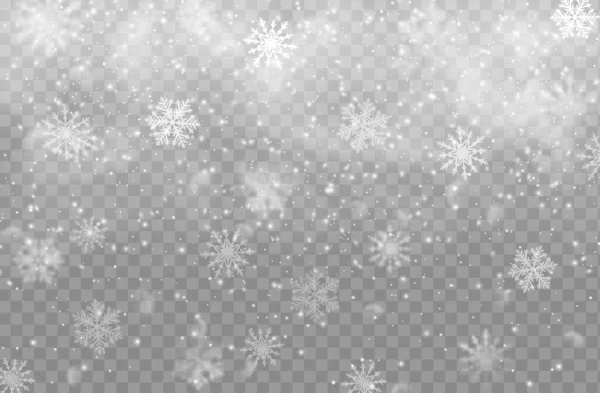 Téli Hóesés Háttér Díszítő Hópelyhek Karácsonyi Vagy Újévi Ünnepek Monokróm — Stock Vector