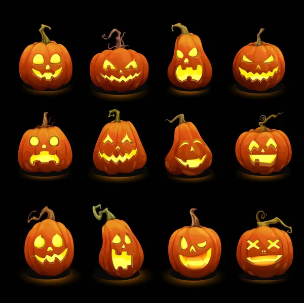 Karikatura Halloween Pálí Dýně Jack Lucerny Děsivé Monstrum Postavy Halloween — Stockový vektor