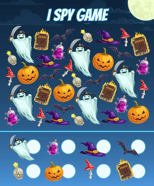 Spioneer Educatief Spel Voor Kinderen Met Halloween Personages Items Vector — Stockvector