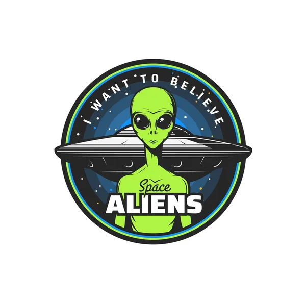 Icono Extraterrestre Con Vector Ovni Monstruo Espacial Nave Espacial Platillo — Archivo Imágenes Vectoriales