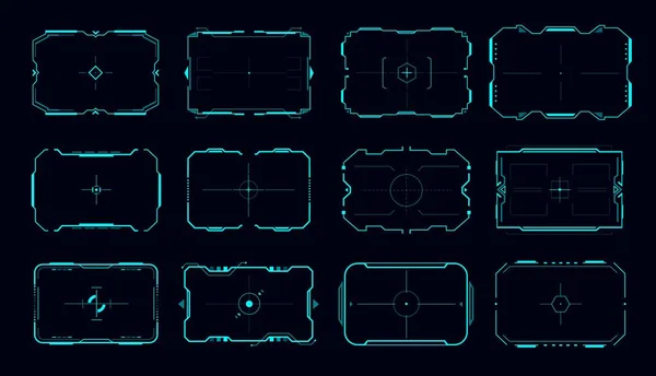 Cadre Vectoriel Hud Panneau Contrôle Objectif Des Bordures Écran Cible — Image vectorielle